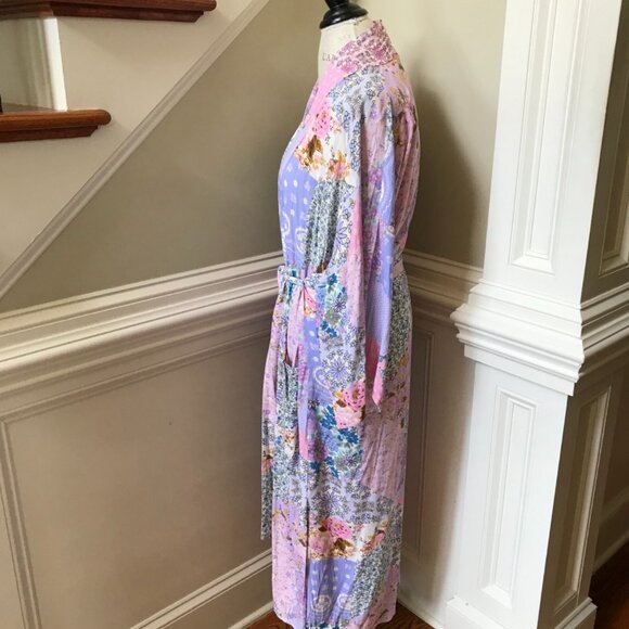 Spell Cha Cha Robe Dressing Gown Womens Medium Large Pink Purple Patchwork Maxi - Picture 11 of 13